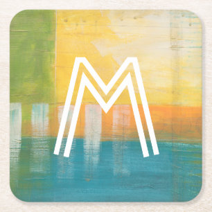 Monogrammm Zitrusfrüchte I Rechteckiger Pappuntersetzer