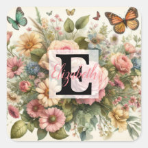Monogrammname auf Aquarellfarben-Blume in Pastellf