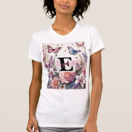 Monogrammname auf Aquarellfarben-Blume in Pastellf T-Shirt