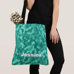 Monogrammname auf grüner Camouflage   Tasche