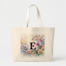 Monogrammname auf Wasserfarben Blumen in Pastellfa