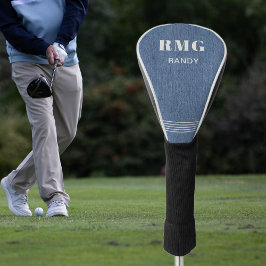 Monogrammname, Classic Blue Jean Denim Print, Golf Headcover