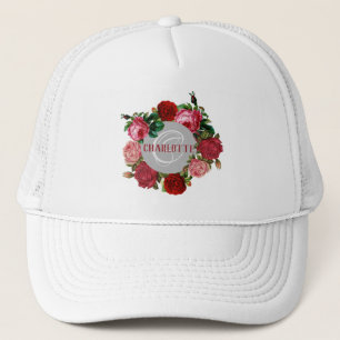 Monogrammname des Personalisierten Blumenmusters Truckerkappe