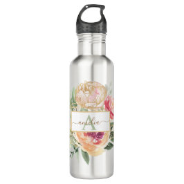 Monogrammname für die Blume "Peony" und "Gold" Edelstahlflasche