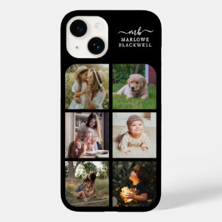 Monogrammname Schwarz-weiß 6 FotoCollage Case-Mate iPhone 14 Hülle