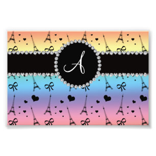 Monogrammregenbogen-Eiffelturmmuster Fotodruck