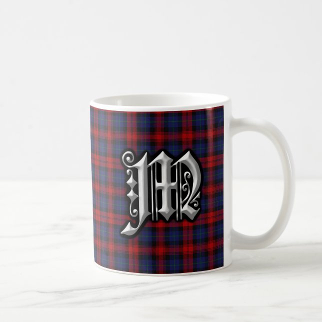 Monogrammroter blauer Tartan Clan MacLachlan Kaffeetasse (Rechts)