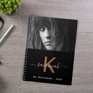 Monogrammschrift für Schwarz-weißes Foto Notizblock