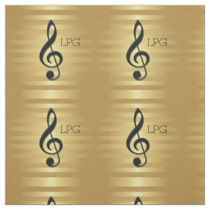 Monogrammschwarzer dreifacher Clef auf goldenen Stoff