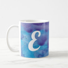 Monogrammwatercolor-blaue lila Marmorart Kaffeetasse