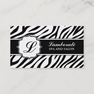 Monogrammzebra-Druck-Haar-Stylist-Friseur Visitenkarte