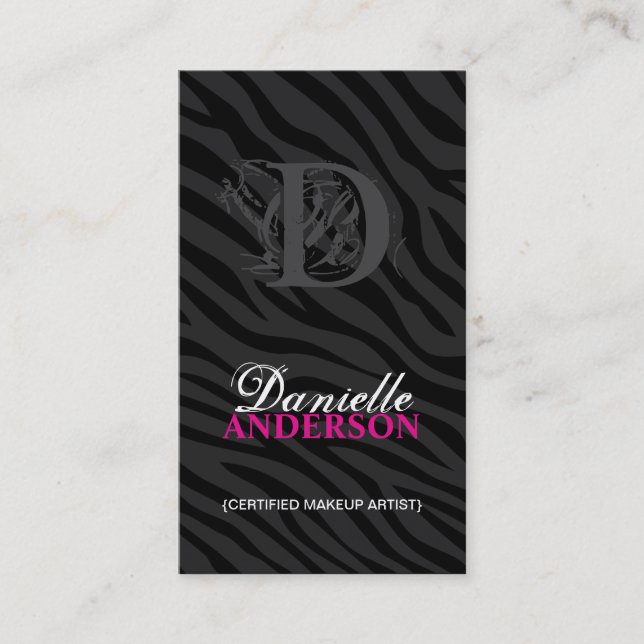 MONOGRAMMzebra-DRUCK-MASKENBILDNER-VISITENKARTE Visitenkarte (Vorderseite)