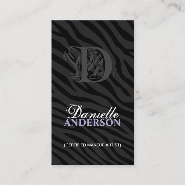MONOGRAMMzebra-DRUCK-MASKENBILDNER-VISITENKARTE Visitenkarte (Vorderseite)