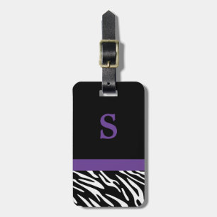Monogrammzebra-Streifen mit lila Gepäck-Umbau Gepäckanhänger