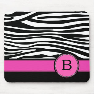 MonogrammZebrastreifen des Buchstabe-B rosa Mousepad