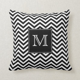 MonogrammZickzack Throw-Schwarzweiss-Kissen Kissen