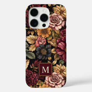 Monographie des Burgundy Floral Pattern iPhone 16 Pro Hülle