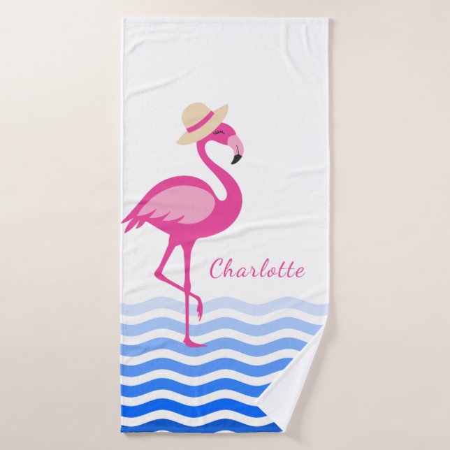 Monographie des vagues de flamand rose mou (Serviette de bain)