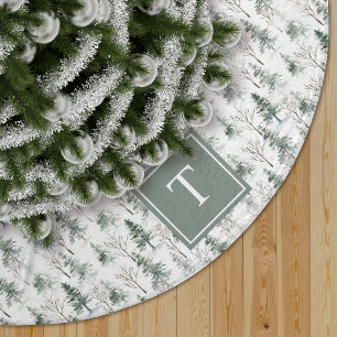 Monographie des Winterwald-Pine-Baummusters Polyester Weihnachtsbaumdecke