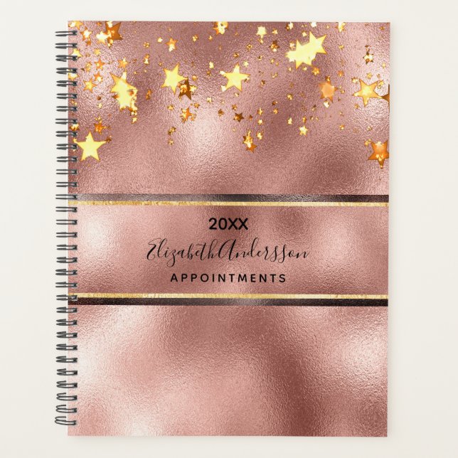 Monographie d'étoiles élégantes en or rose (Devant)