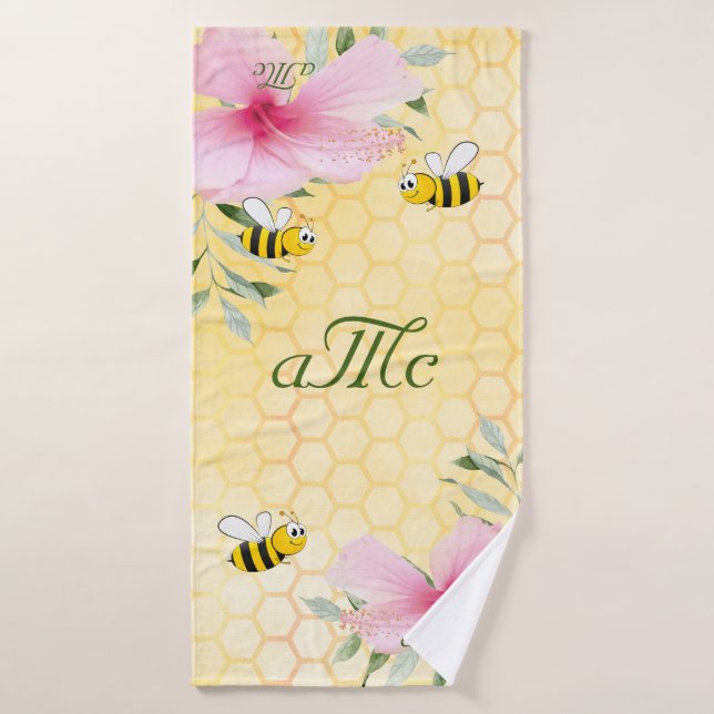Monographie du couple floral jaune nid d'abeilles (Serviette de bain)