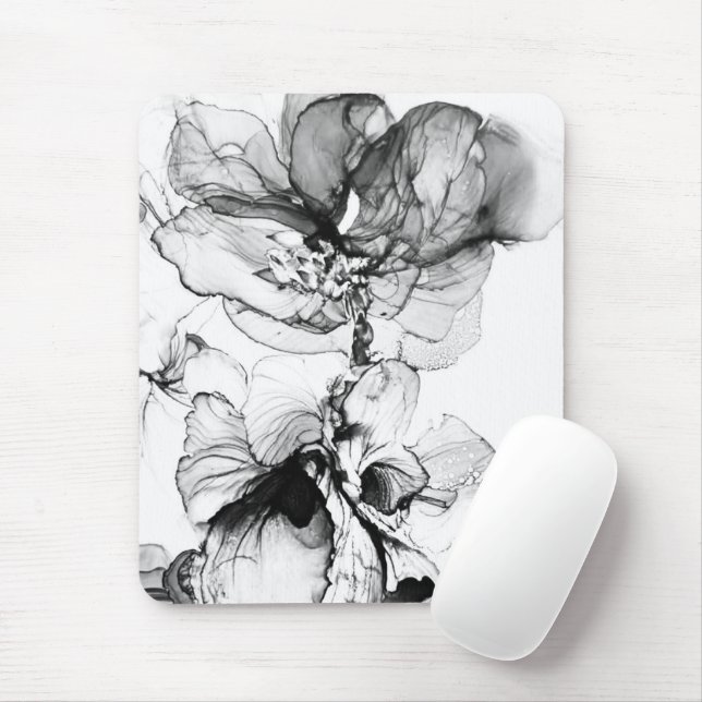 Monokrom blomma mousepad (Mit Mouse)