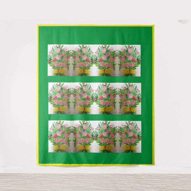 Monokromatisches Flat Pack Bouquet Wandteppich (Vorderseite)