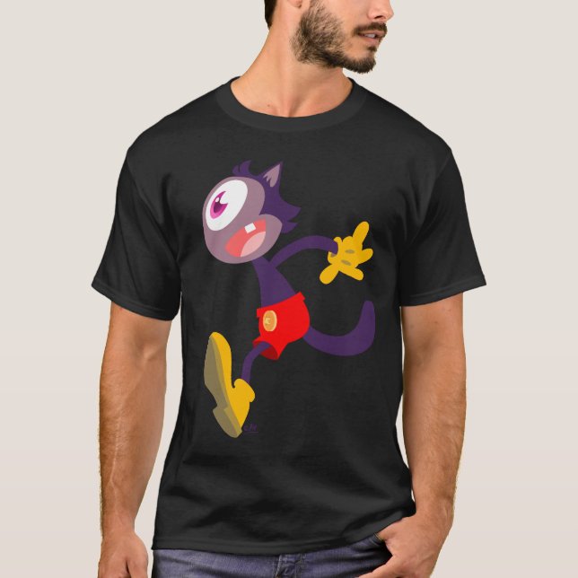 Monokulatze Cartoon Dunkler T - Shirt (Vorderseite)