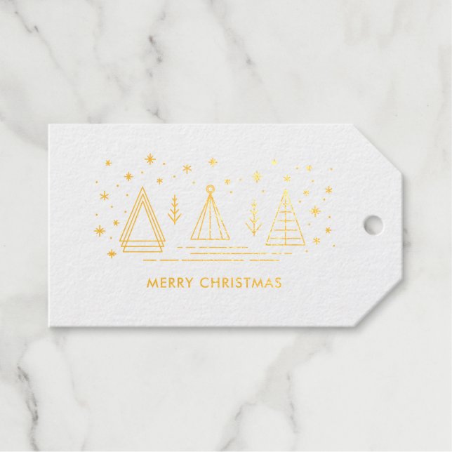 Monoline Christmas Trees Geschenkanhänger (Vorderseite (Horizontal))
