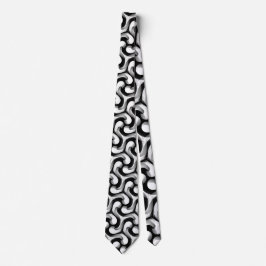 MonoMax Schwarz+Weiß Muster Optischer Swirl Neck T Krawatte