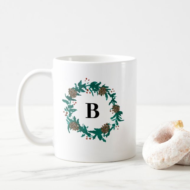 Monomgramm Weihnachtskronenmalerei Kaffeetasse (Mit Donut)