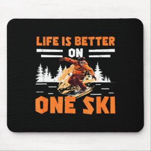 Monoskiing Leben ist besser auf einem Ski lustig M Mousepad