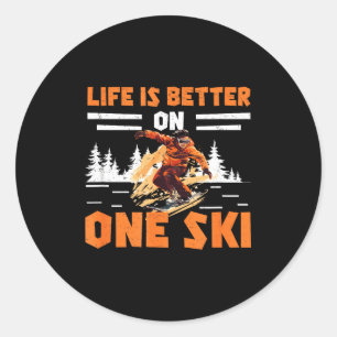 Monoskiing Leben ist besser auf einem Ski lustiger Runder Aufkleber