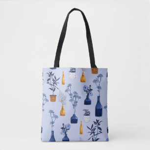 Monoton der modernen Blume und Vase, Topf mit Bot Tasche