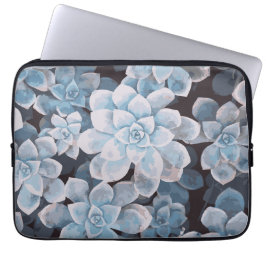 Monotone Blue Succulator Laptop Sleeve