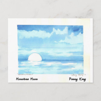 Monotone Moon Original Aquarellmalerei Postkarte