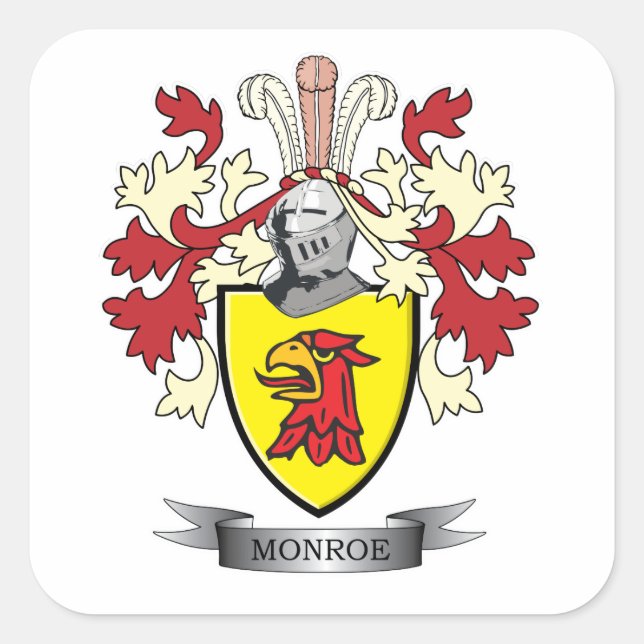 Monroe-Familienwappen-Wappen Quadratischer Aufkleber (Vorderseite)