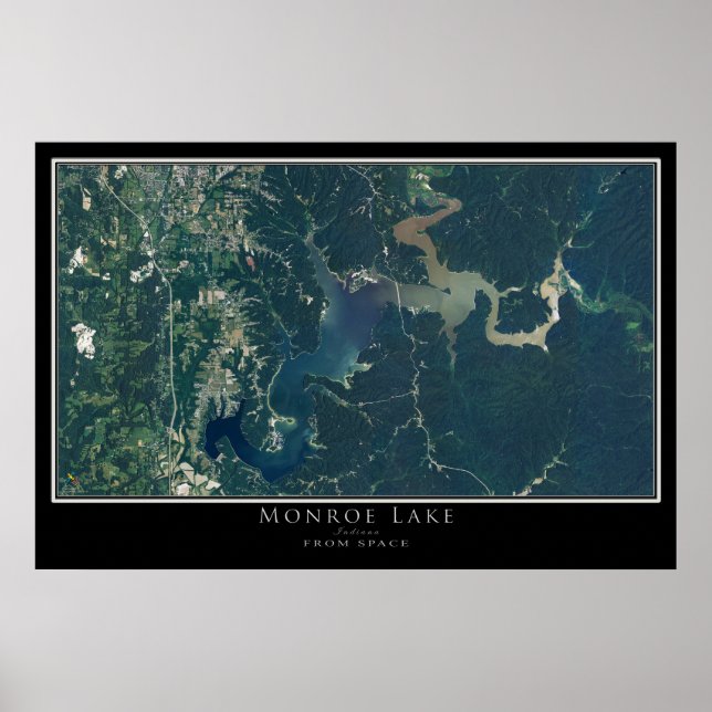 Monroe Lake Indiana Satellite Poster Karte (Vorne)