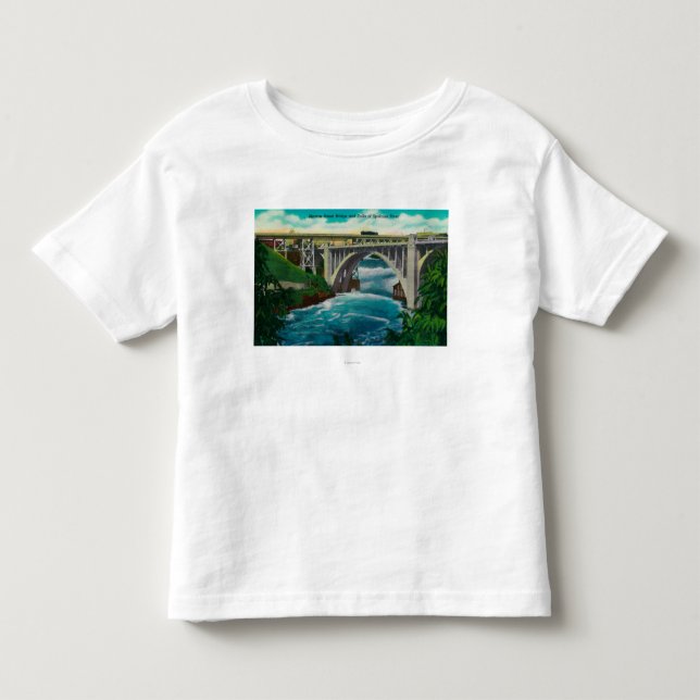 Monroe-Straßen-Brücke und Fälle auf Spokane-Fluss Kleinkind T-shirt (Vorderseite)