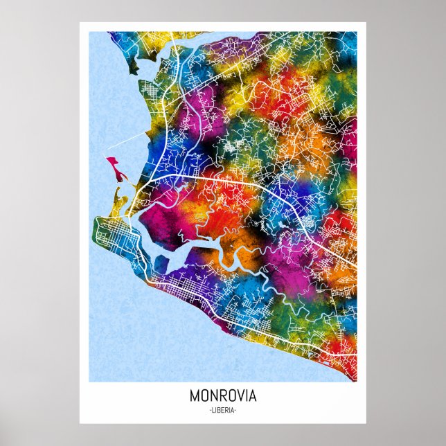 Monrovia Liberia - Stadtkarte Poster (Vorne)