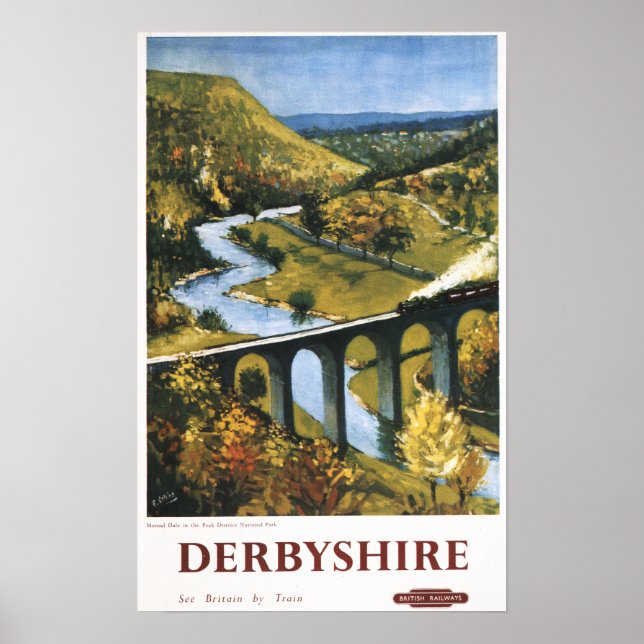 Monsal Dale, Zug und Viadukt Britische Eisenbahn Poster (Vorne)