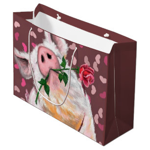 Monsieur Cochon Drôle avec Sac Cadeau Rose