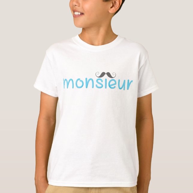 MONSIEUR Fun French Quote & Mustache - Blau - T-Shirt (Vorderseite)