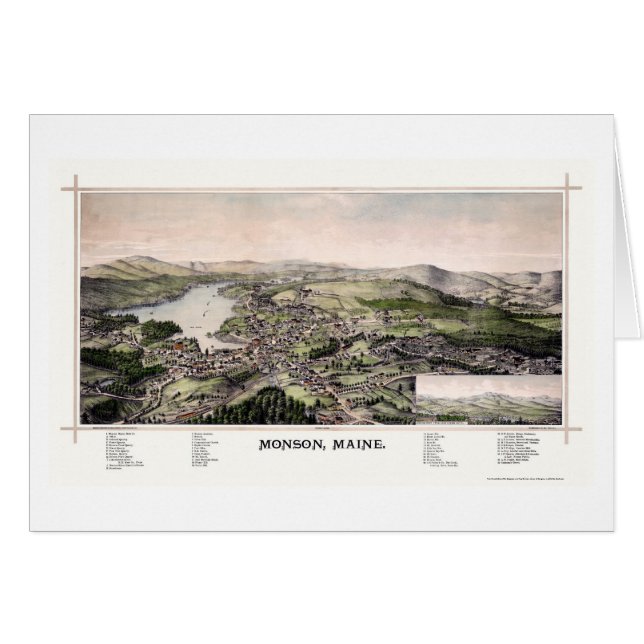 Monson, JE carte panoramique - 1889 (Devant horizontal)