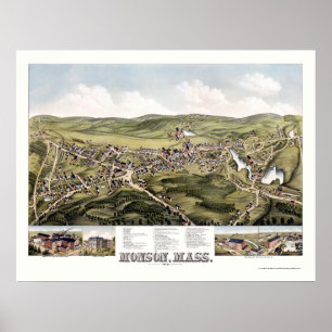 Monson, panoramische Karte MAs - 1879 Poster