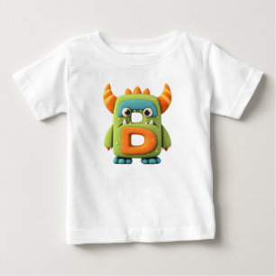 Monster Alphabet Buchstabe D – Süßes gehörntes Mon Baby T-shirt