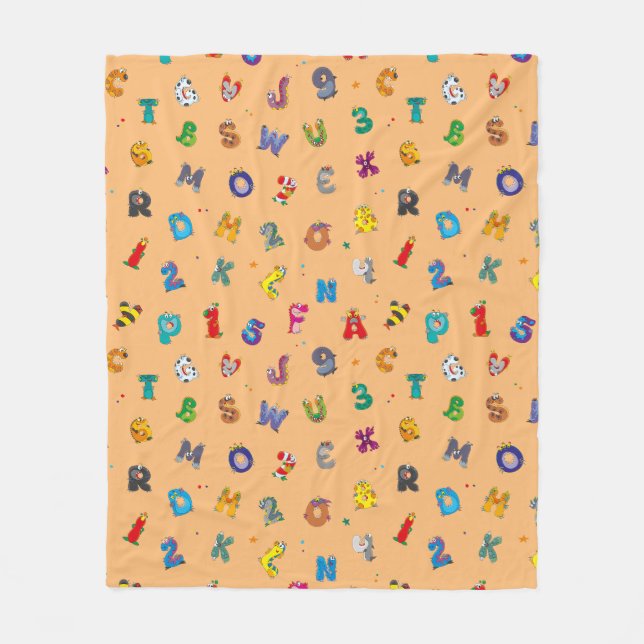 Monster Alphabet Muster Fleecedecke (Vorderseite)