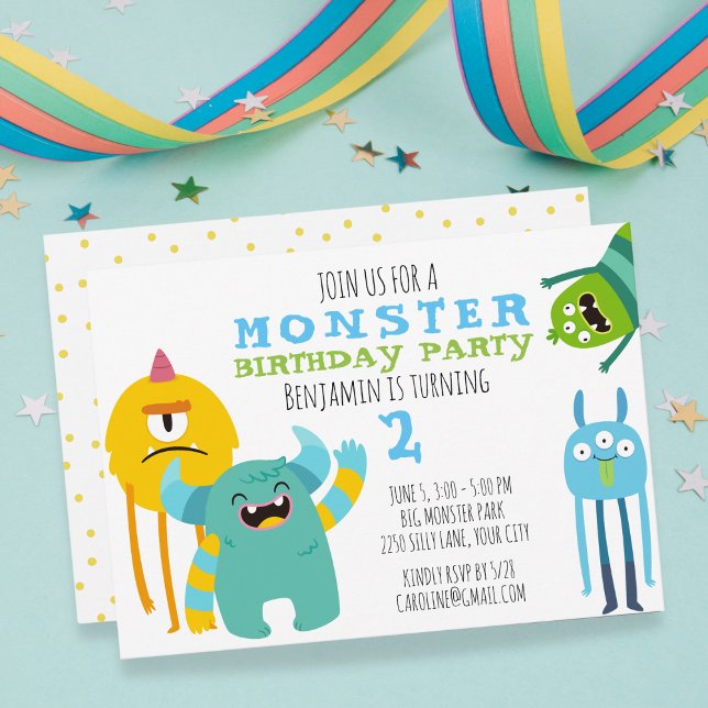 Monster Anniversaire Fête Thème Invitation (Créateur téléchargé)