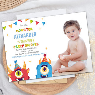 Monster Anniversaire Invitations Couleur Drapeaux 