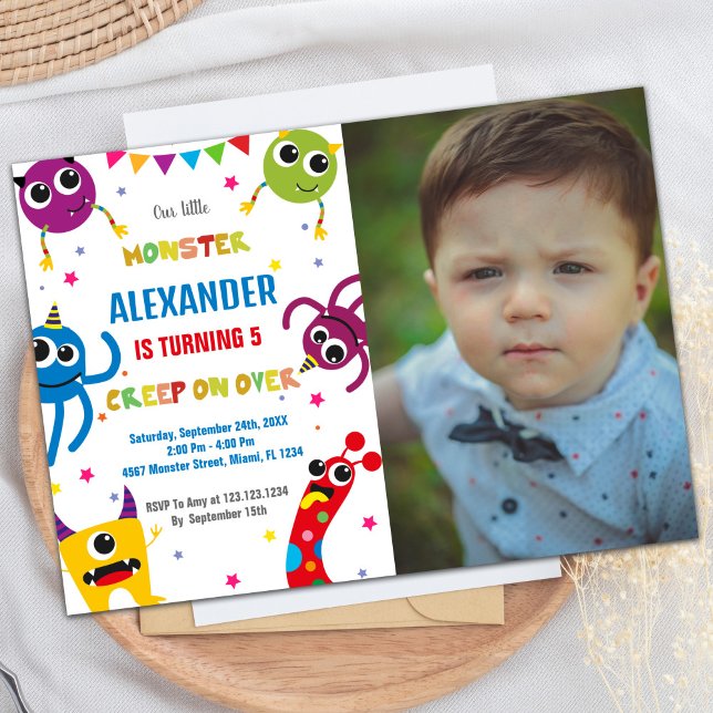 Monster Anniversaire Invitations Couleurs photo (Monster Birthday Invitations Colours photo)